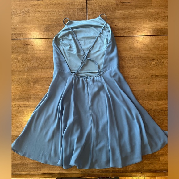 Lulus Slate Blue Halter Mini - Picture 4 of 10